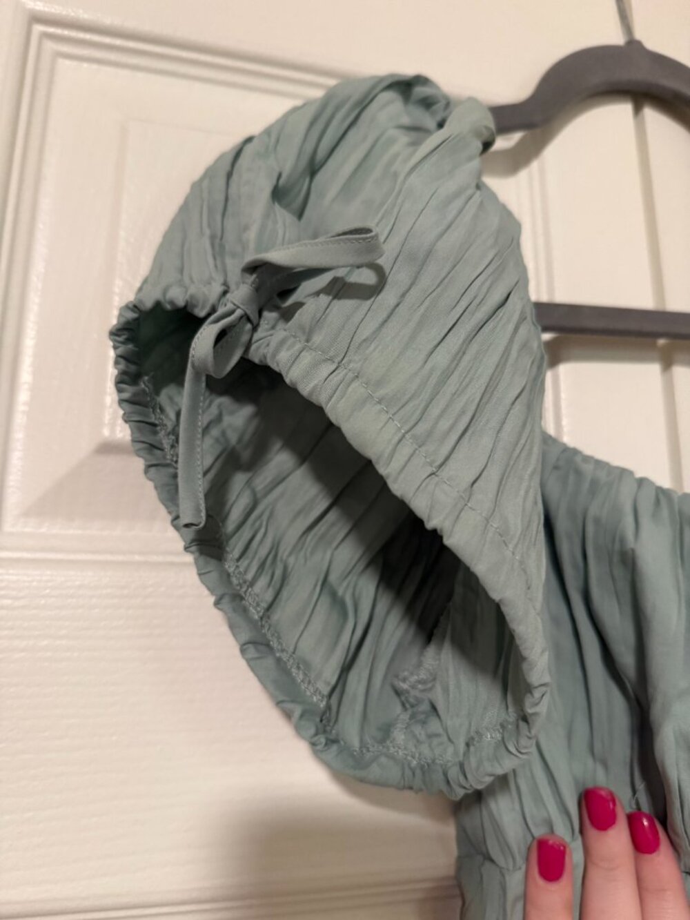 Urban Outfitters Sage Crepe Babydoll Dress with Bow - Picture 5 of 5